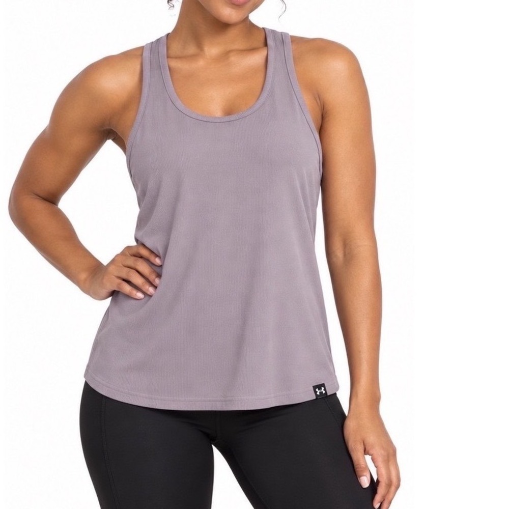 Under Armour Essential Rib Tank Top Mauve Purple L NWT Activewear Gym 110-23